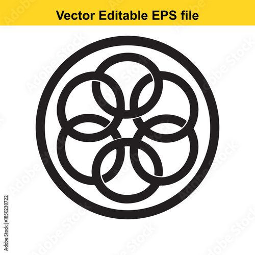  black geometric flower shape vector graphic design element editable  file