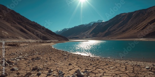 High-altitude Himalayan lake surrounded by rugged terrain, highlighting erosion risk