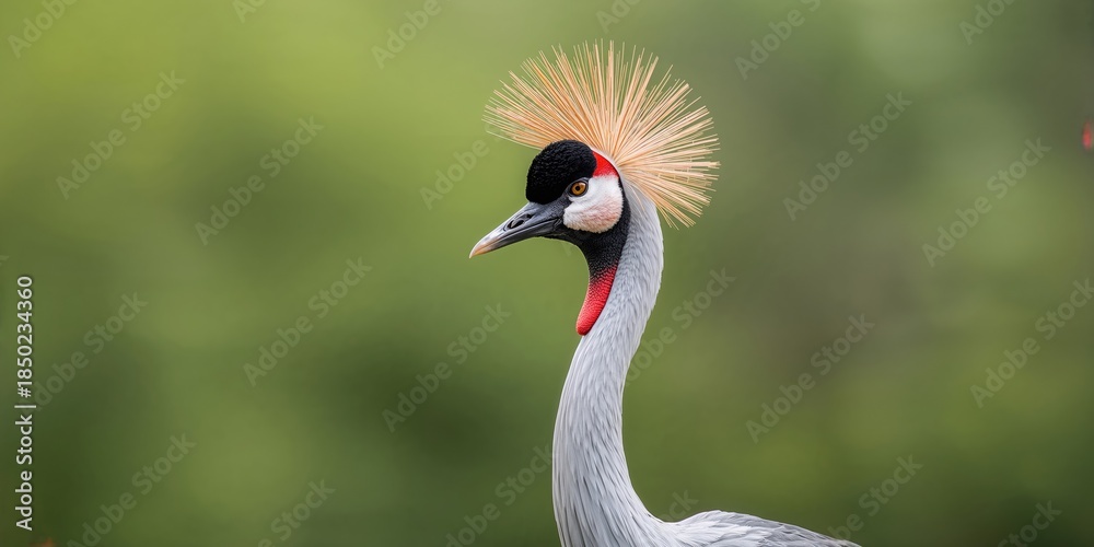 Naklejka premium Red-crowned crane standing in wetland habitat, seasonal migration patterns