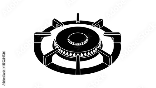 Black Gas Stove Burner Illustration.