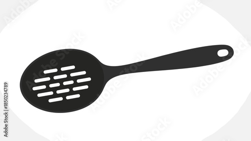Black Plastic Kitchen Slotted Spoon.