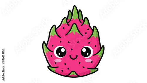 Cartoon Dragon Fruit Character Illustration.