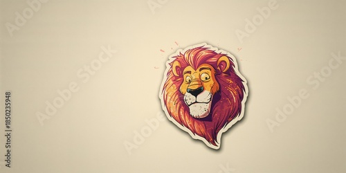 Worn-out cartoon lion illustration, suitable for playful branding and fun projects