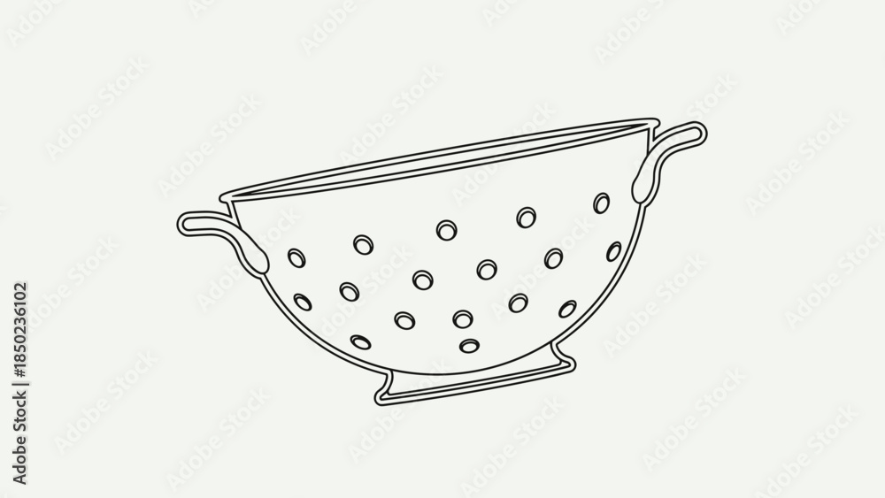 Fototapeta premium Colander Kitchen Utensil Simple Line Drawing.