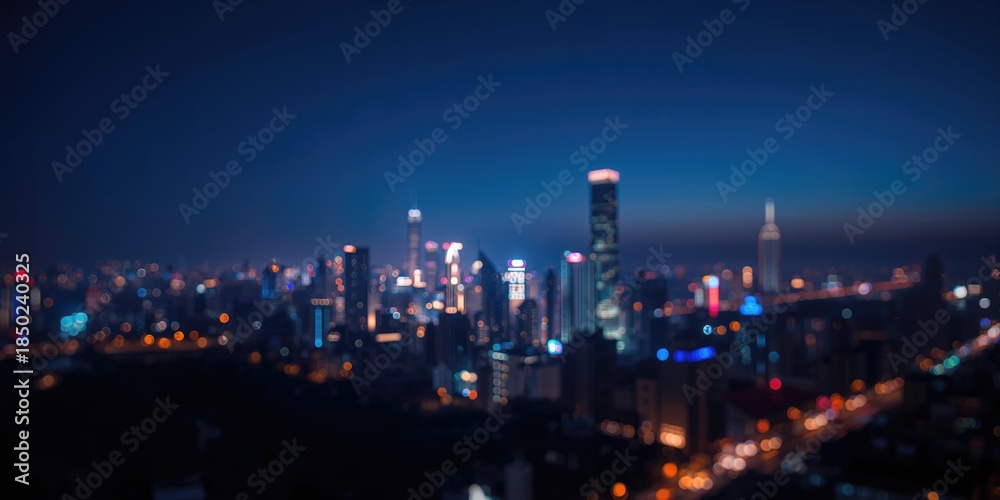 custom made wallpaper toronto digitalNight cityscape with glowing skyscrapers and ambient street lights, emphasizing urban lighting efficiency, Earth Day