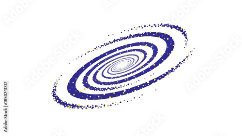 Swirling galaxy with purple arms and yellow stars