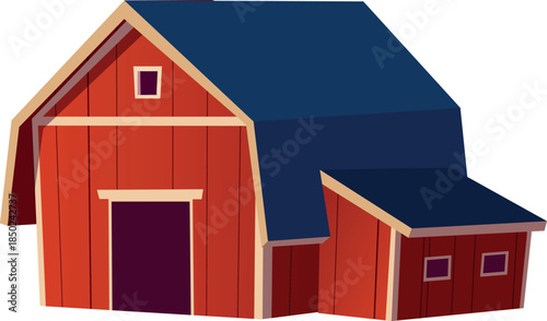 Wooden barn house flat vector icon, farming haymow and harvest storage, chicken coop, stable, ranch, rural log building