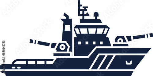 Military Patrol Boat With Cannons Silhouette military boat warship