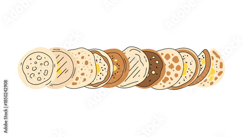 Assorted Round Cookies with Chocolate and Vanilla Flavors on a Wooden Surface