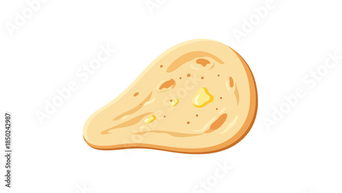 Close up of a toasted bread slice with melted butter and golden crust