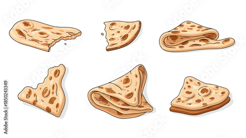 Assorted Pastry Pieces Displayed on a White Background for Food Presentation