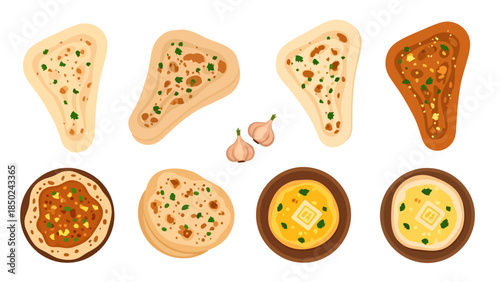 Assorted Mini Pizzas with Various Toppings on a White Background