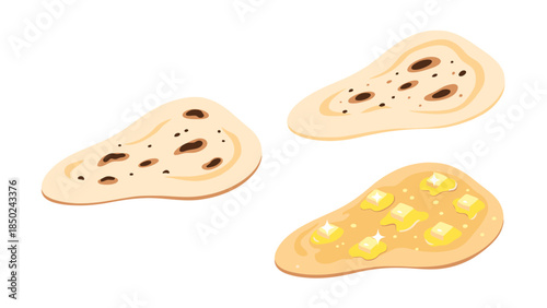 Close up of Toast Slices with Butter and Honey on Wooden Surface