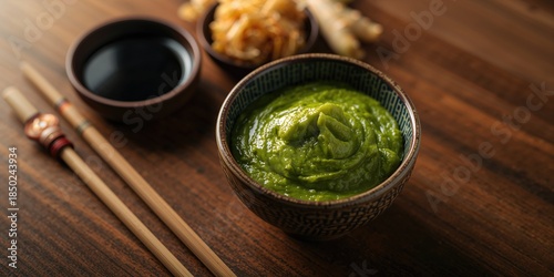 Closeup of hot wasabi paste...
