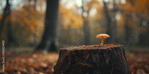 Orange mushroom sprouting f...