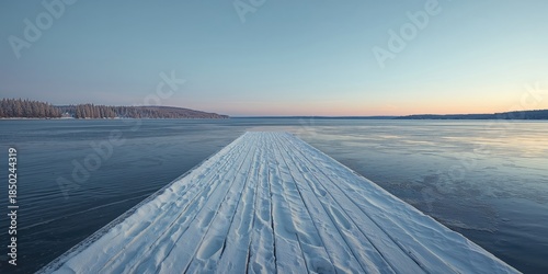 Snow-covered wooden platfor...