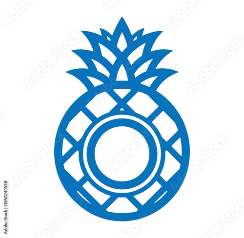 Stylized blue pineapple illustration isolated on a white background perfect for designs and logos