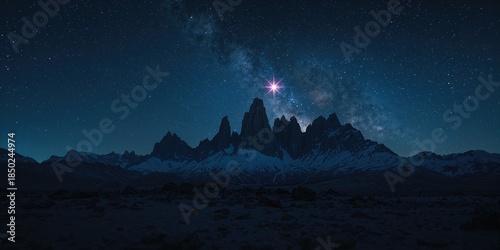Nighttime mountain scene in...