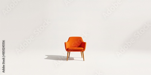 Single orange chair on plai...