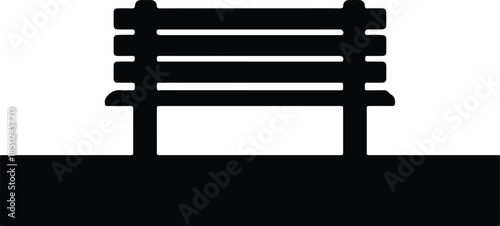 Silhouette of a simple park bench furniture Vector Illustration