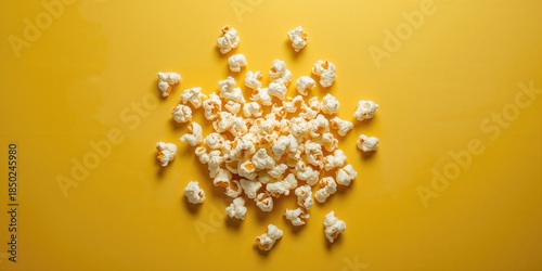 Popcorn on yellow backgroun...