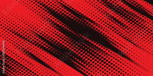 Dots halftone red color pattern gradient texture background. Dots pop art comics sport style vector illustration