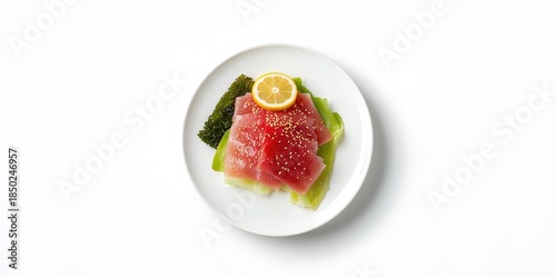 Tuna appetizer served on a ...