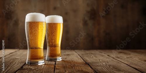 Two glasses of lager beer p...