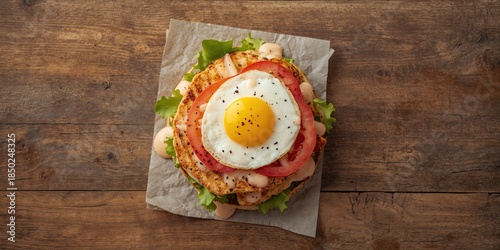 Sandwich featuring chicken,...
