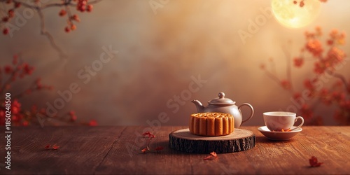 Moon cake served with a tea...