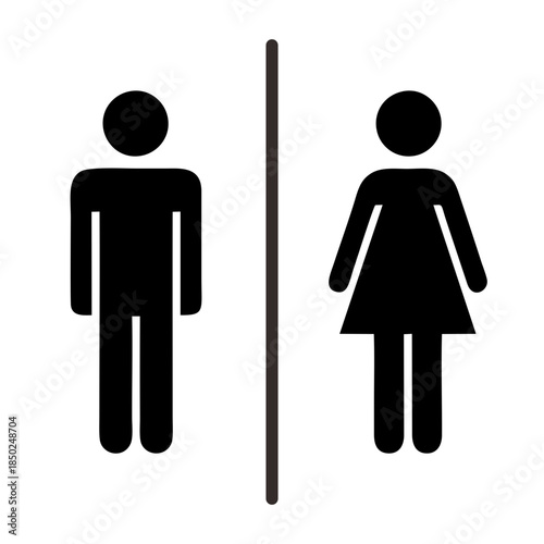 Universal symbols indicating separate public restrooms for men and women