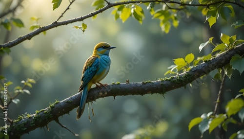beautifull bird sit on a tree in a peacefull atmosphere