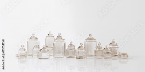Clear glass jars of assorte...