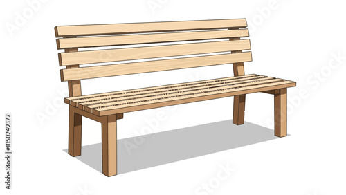 Wooden park bench with slatted seat and backrest
