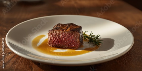 Beefsteak served with sauce...