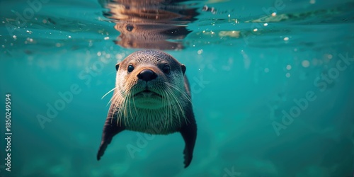 Sea otter navigating cold n...