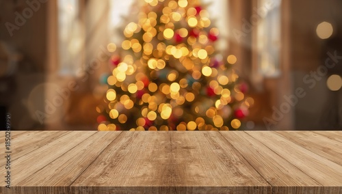 Festive wooden surface with...