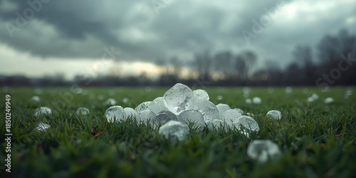 Close-up of sizable hail on...