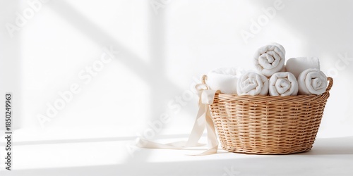 Wicker basket holding rolle...