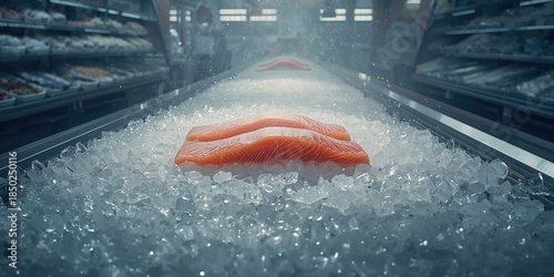 Fresh salmon fillets in vac...