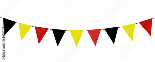 Yellow black red triangle pennant flags string decoration inspired by Germany flag colors for festive event or cultural celebration