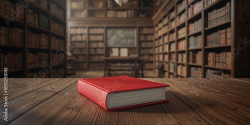Open red hardcover book on ...