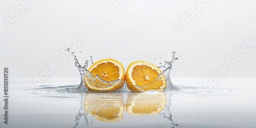Lemon slices with water spl...