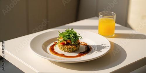 Plant-based burger with fre...