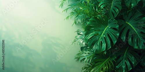 Green tropical foliage wall...