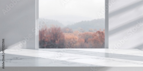 Hazy window with October vi...