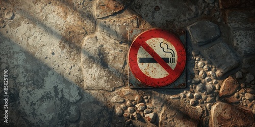 Weathered no smoking sign m...