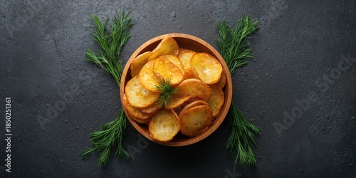 Potato chips with greens in...