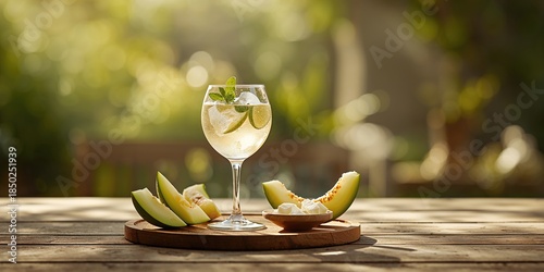 Raki with melon, emphasizin...