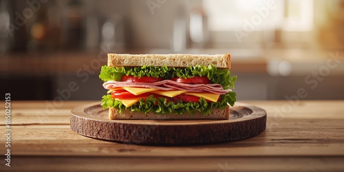 Ham, cheese, tomato, and le...
